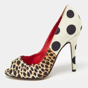D&G Multicolor Printed Canvas Peep Toe Pumps Size 36.5