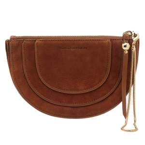 Diane von Furstenberg Brown Nubuck Leather Wristlet Pouch