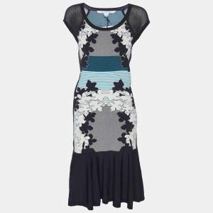 Diane Von Furstenberg Navy Blue/White Knit Jalen Dress S