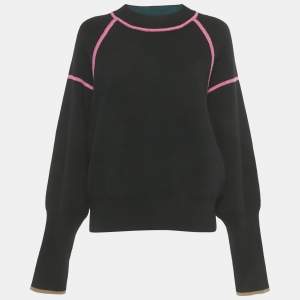 Pre Owned Diane Von Furstenberg Black Wool Blend Rhylee Sweatshirt L