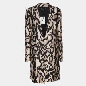 Pre Owned Diane Von Furstenberg Brown/Beige Leopard Print Wool Coat M