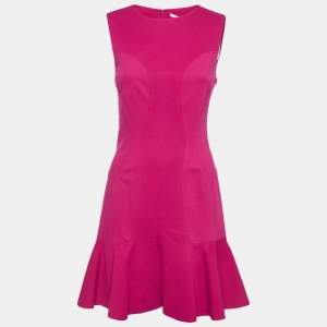Pre Owned Diane Von Furstenberg Magenta Stretch Knit Mini Dress S
