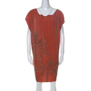 Pre Owned Diane Von Furstenberg Coral Embellished Silk Cordie Dress M 