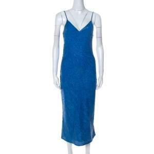 Pre Owned Diane von Furstenberg Blue Sequinned Havita Slip Dress S