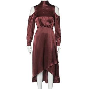 Diane von Furstenberg Burgundy Silk Satin Cabernet Midi Dress S