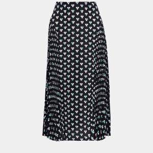 Diane Von Furstenberg Black Printed Crepe Midi Skirts US 8