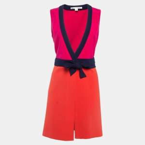 Diane Von Furstenberg Pink/Orange Crepe Wrap Mini Dress S