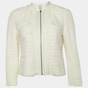 Diane Von Furstenberg Beige Silk Roccoco Armour Jacket S