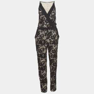 Diane Von Furstenberg Black Guipure Lace Jumpsuit M