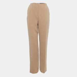 Diane Von Furstenberg Tan Brown Stretch Crepe High-Rise Trousers M