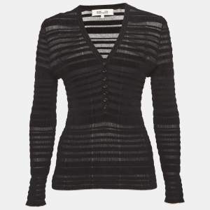Diane Von Furstenberg Black Patterned Knit Sweater Top M