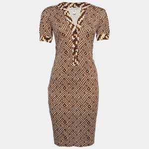 Diane Von Furstenberg Brown Printed Jersey Midi Dress XS
