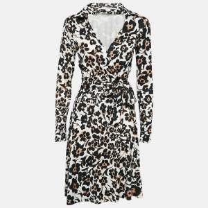 Diane Von Furstenberg White Floral Print Wrap Dress M
