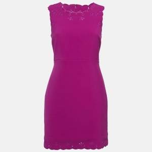 Pre Owned Diane Von Furstenberg Pink Knit Scallop Caralyn Dress S