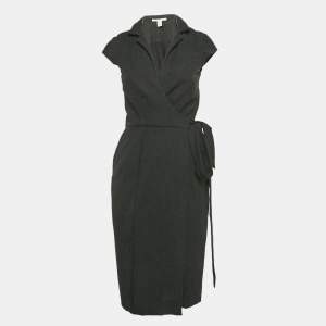 Diane Von Furstenberg Dark Grey Worsted Wool Griffith Wrap Dress M