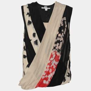 Diane Von Furstenberg Multicolor Silk Draped Talitha Top M