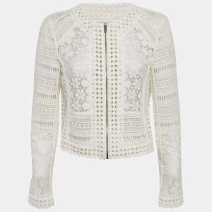 Diane Von Furstenberg White Guipure Lace Arlette Jacket M