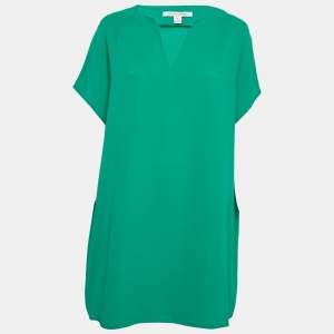 Diane Von Furstenberg Green Crepe Kora Tunic Shift Dress M
