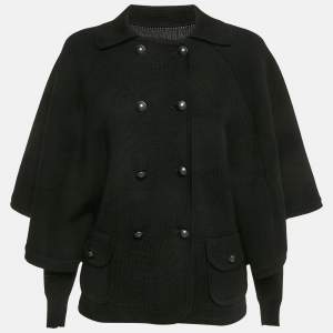 Diane Von Furstenberg Black Wool Abbe Cardigan Cape S