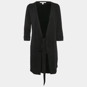 Diane Von Furstenberg Black Jersey New Julian Two Mini Wrap Dress L