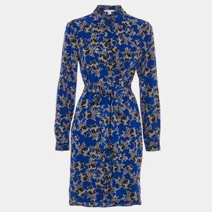 Pre Owned Diane Von Furstenberg Blue Stars Print Silk Prita Dress M