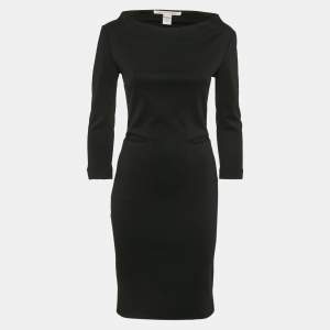 Pre Owned Diane Von Furstenberg  Black Jersey Short Maidey Dress XS