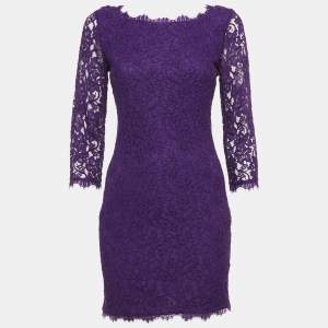 Diane Von Furstenberg Purple Lace Mini Zarita Dress M