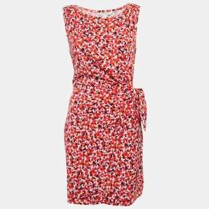 Diane Von Furstenberg Multicolor Printed Jersey Mini Della Dress L