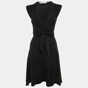 Diane Von Furstenberg Black Wool Knit Wrap Dress S