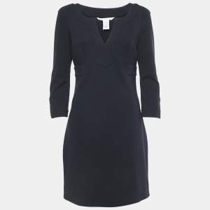 Diane Von Furstenberg Navy Blue Jersey Long Sleeve Indy Mini Dress M