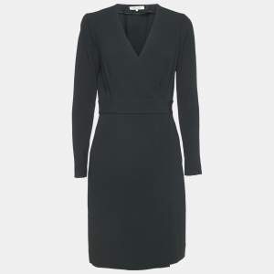 Diane Von Furstenberg Black Crepe Long Sleeve Wrap Dress M