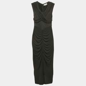 Diane Von Furstenberg Black Jersey Ruched Midi Dress L