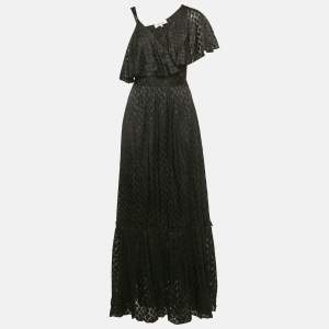 Diane Von Furstenberg Black Chiffon Dobby Wrap Dress S