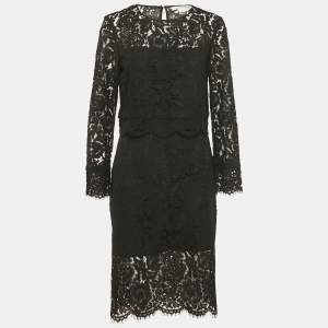 Diane Von Furstenberg Black Lace Yeva Top and Skirt Set L