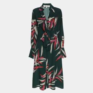 Diane Von Furstenberg Green Printed Silk Dress S