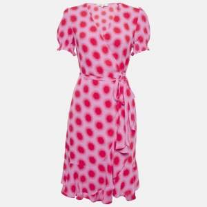 Diane Von Furstenberg Pink Printed Crepe Wrap Dress S