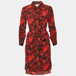 Diane Von Furstenberg Black/Red Printed Silk Prita Dress M
