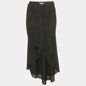 مملوكة مسبقًا Diane Von Furstenberg Blue Silk Ruffled Asymmetric Skirt M