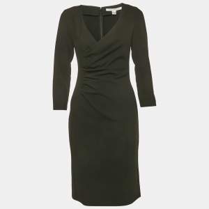 مملوكة مسبقًا Diane Von Furstenberg Black Stretch Crepe Draped Elliana Dress S
