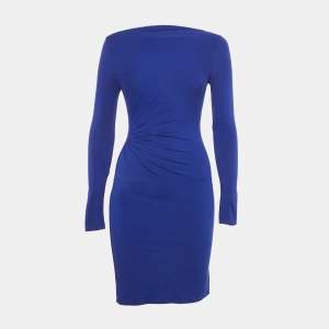 مملوكة مسبقًا Diane Von Furstenberg Blue Knit Pleat Detail Lali Mini Dress XS