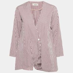 Pre Owned Diane Von Furstenberg Red/White Striped Flared Blouse M