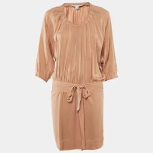 Pre Owned Diane Von Furstenberg Beige Silk Kaipo Short Dress M