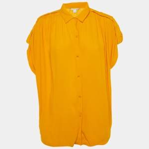 Pre Owned Diane Von Furstenberg Amber Yellow Crepe Karin Blouse S 