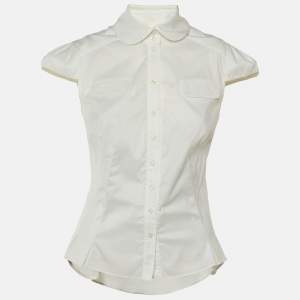 Pre Owned Diane Von Furstenberg White Cotton Como Button Front Shirt M