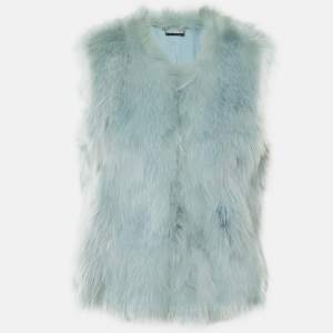 Pre Owned Diane Von Furstenberg Blue Fox Fur Neo Vest M