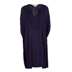 Pre Owned Diane Von Furstenberg Navy Blue Crepe Naz Kaftan Tunic M