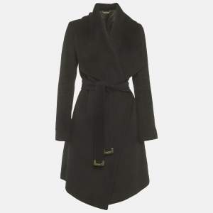 مملوكة مسبقًا  Diane Von Furstenberg Black Wool Open Front Trench Coat S 
