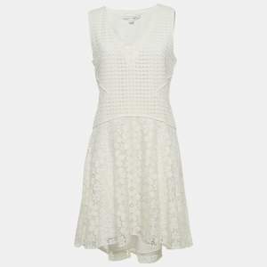 مملوكة مسبقًا فستان ديان فون فرستنبرغ دانتيل أبيض بدون أكمام ميدي مقاس كبير