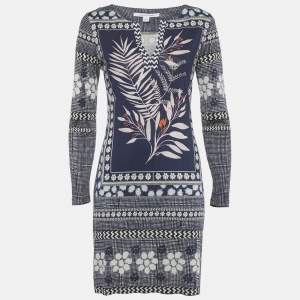 Pre Owned Diane Von Furstenberg Navy Blue Silk Jersey Reina Long Dress M