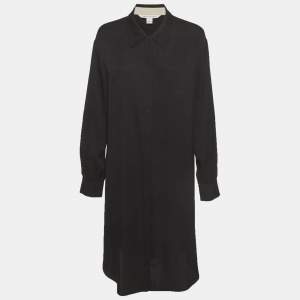 مملوكة مسبقًا قميص فستان ديان فون فرستنبرغ طويل الأكمام من مزيج الحر ير أسود كبير